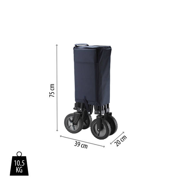 Campart Bolderkar HC-0910 - Opvouwbaar - Stevig harmonicaframe - Inclusief opbergtas en bodemplaat - Blauw