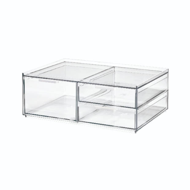 iDesign - Make-up Organizer, 3 Lades, Breed, 30.5 x 20.3 x 11.4 cm, Transparant - iDesign Sarah Tanno Collection