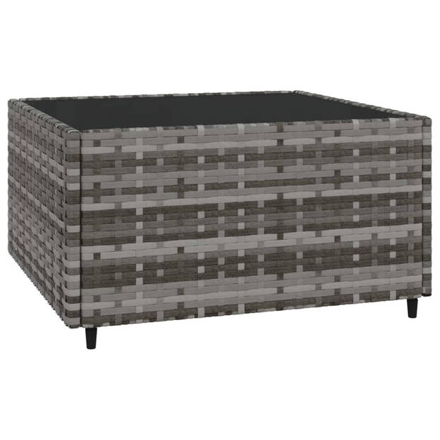 vidaXL 4-delige Loungeset met kussens poly rattan grijs