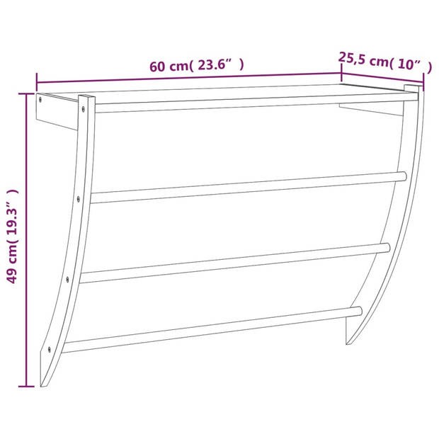 vidaXL Handdoekenrek 60x25,5x49 cm massief walnotenhout