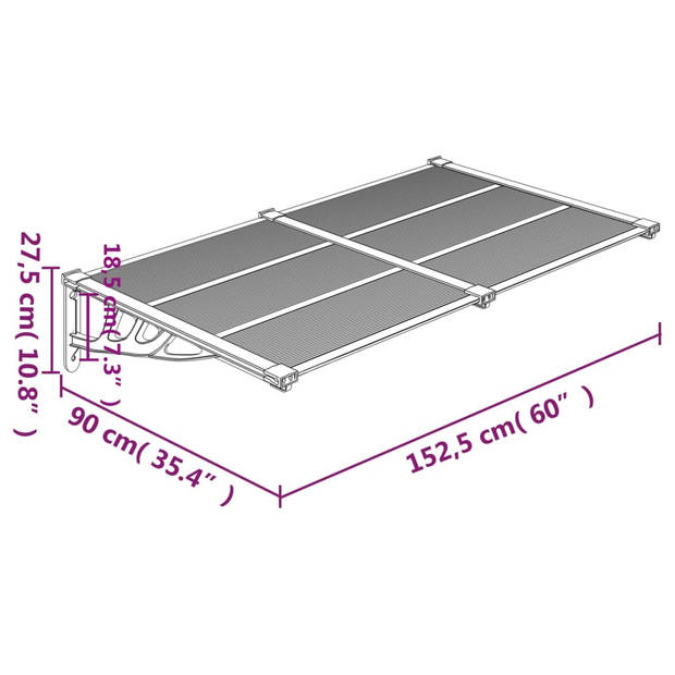 vidaXL Deurluifel 152,5x90 cm polycarbonaat zwart