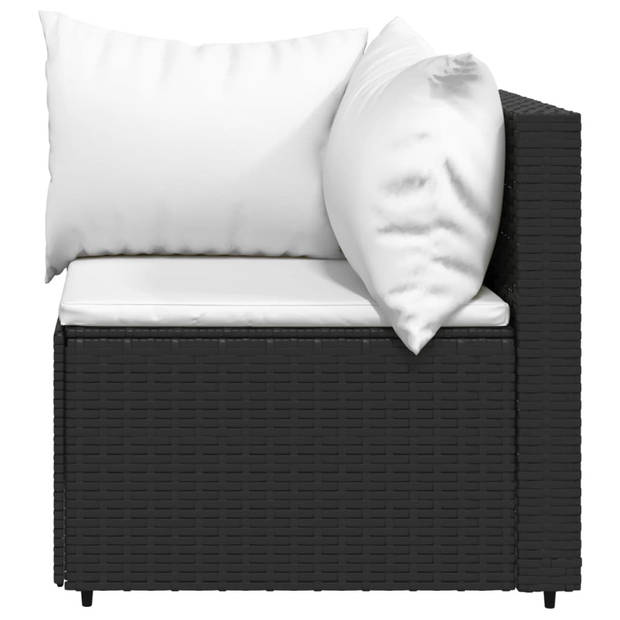 vidaXL 4-delige Loungeset met kussens poly rattan zwart