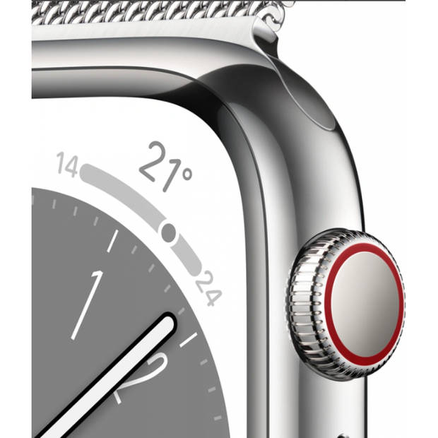 Apple Watch Series 8 41mm GPS + Cellular RVS Milanees Bandje Zilver