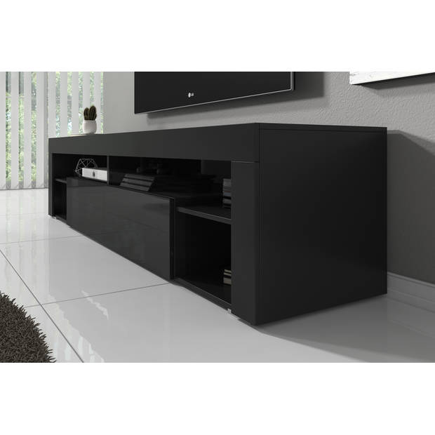 Meubella TV-Meubel Fancy - Zwart - 200 cm