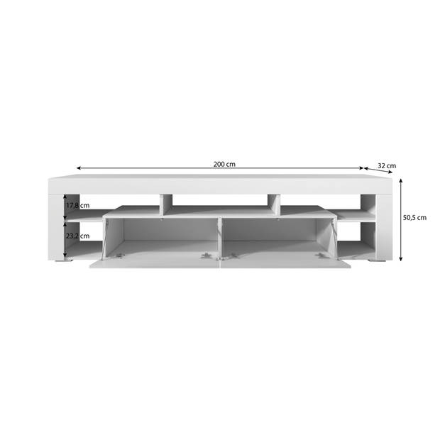 Meubella TV-Meubel Fancy - Zwart - 200 cm