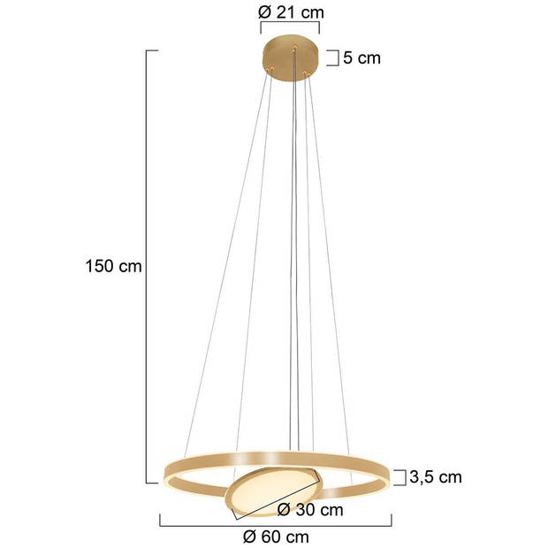 Steinhauer Hanglamp Ringlux 2 lichts Ø 60 cm mat goud