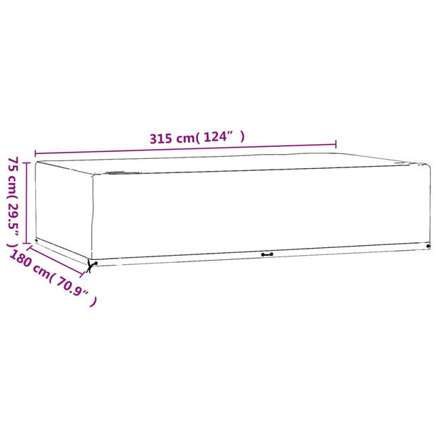 vidaXL Tuinmeubelhoezen 2 st 12 oogjes rechthoekig 315x180x75 cm