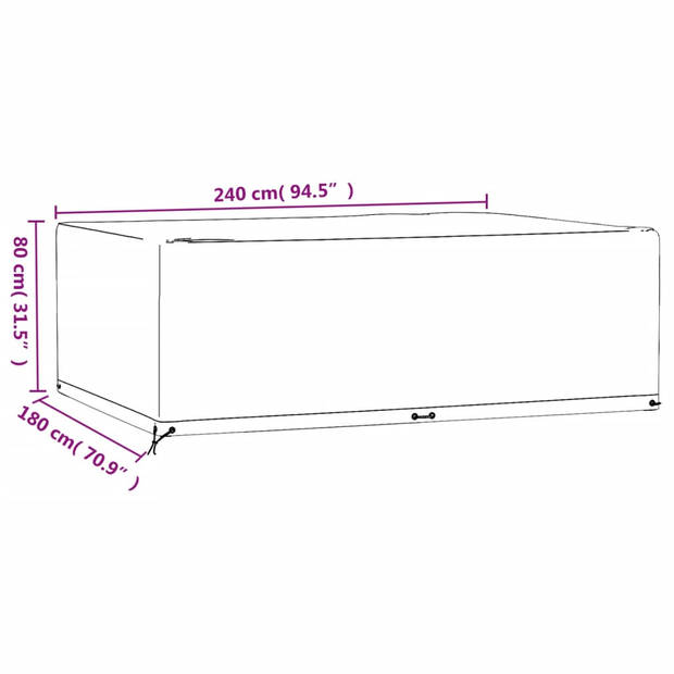 vidaXL Tuinmeubelhoezen 2 st 12 oogjes rechthoekig 240x180x80 cm