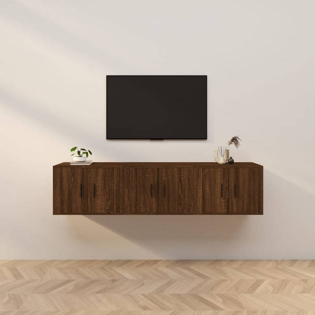 The Living Store Tv-wandmeubel-set - Bruineiken - 57x34.5x40 cm - Diverse opbergruimtes