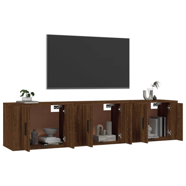 vidaXL Tv-wandmeubels 3 st 57x34,5x40 cm bruin eikenkleur