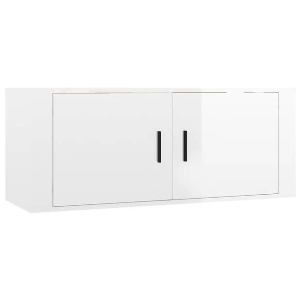 The Living Store Televisiekastenset - Klassiek - Hoogglans Wit -100x34.5x40cm - 40x34.5x60cm (3x)