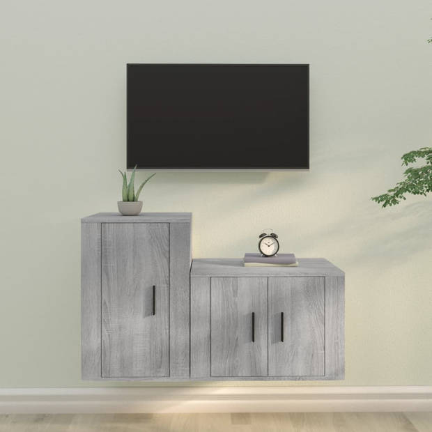 The Living Store TV-meubelset - Klassiek - Wandgemonteerd - Grijs Sonoma Eiken - 57 x 34.5 x 40 cm - 40 x 34.5 x 60 cm