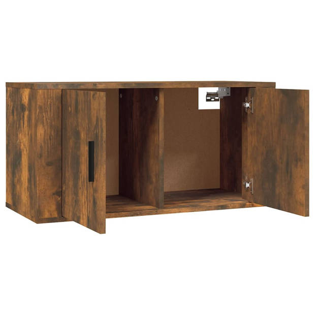 The Living Store TV-wandmeubel - Gerookt eiken - 80 x 34.5 x 40 cm - Duurzaam hout
