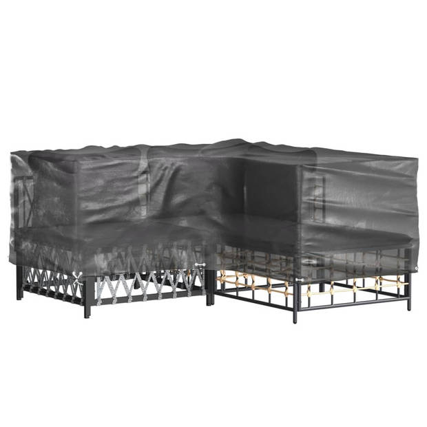 vidaXL Tuinmeubelhoezen L-vormig 2 st 12 oogjes 185x185x70 cm