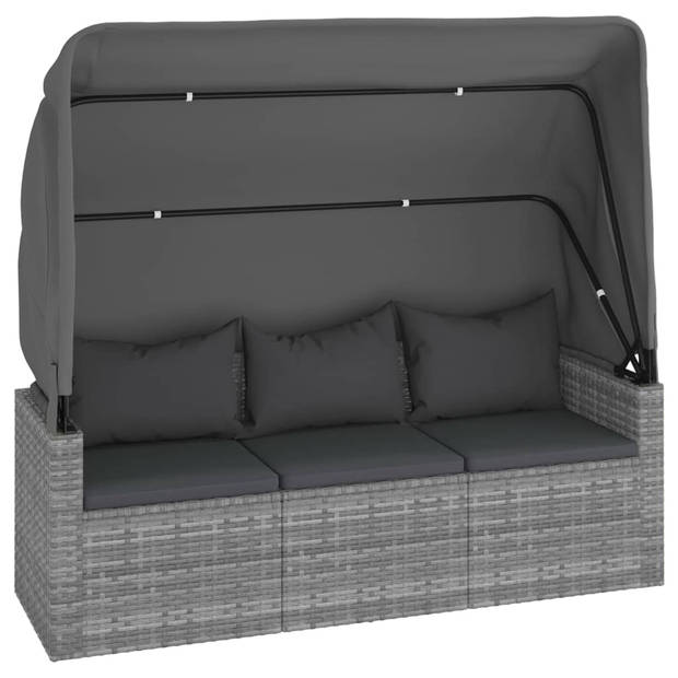 vidaXL 4-delige Loungeset met kussens poly rattan grijs