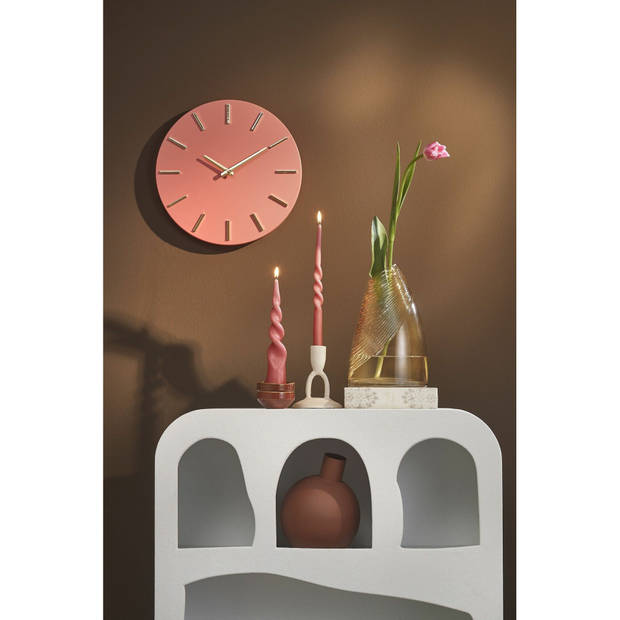 Mica Decorations Wandklok - roze/goud - kunststof - Dia 50 cm - Wandklokken