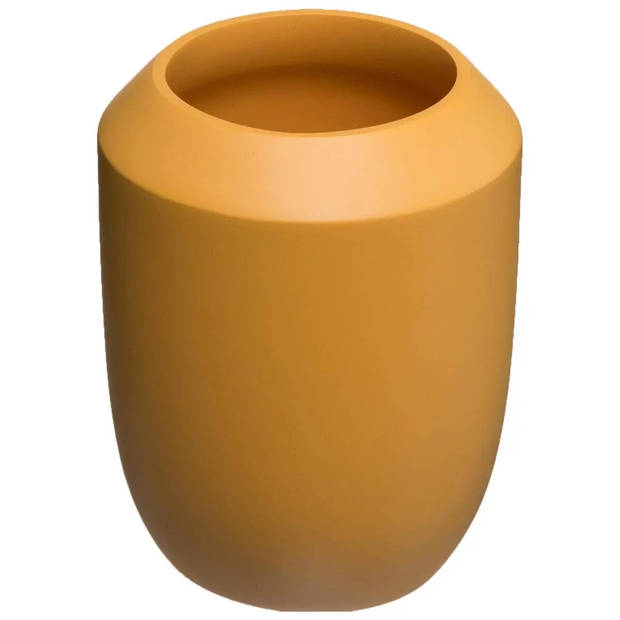 5Five Toilet/wc-borstel in houder - 2x -polyresin/metaal - mosterdgeel - 38 cm - Toiletborstels