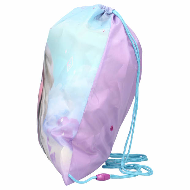 Disney Frozen gymtas/rugzak/rugtas voor kinderen - blauw/roze - polyester - 44 x 37 cm - Gymtasje - zwemtasje