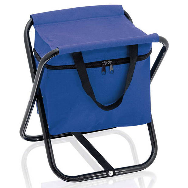 Opvouwbare stoel met ingebouwde koeltas en extra kleine koeltas blauw/zwart - Koeltas