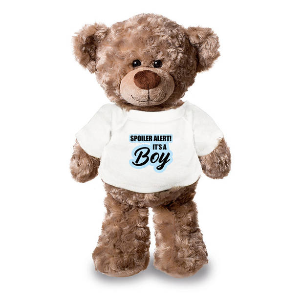 Spoiler alert boy aankondiging jongen pluche teddybeer knuffel 24 cm - Knuffelberen