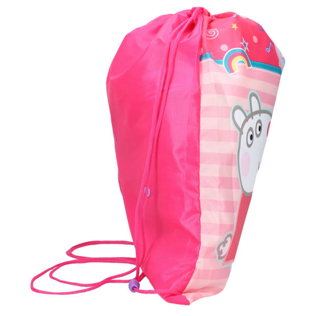 Peppa Pig gymtas/rugzak/rugtas voor kinderen - roze - polyester - 44 x 37 cm - Gymtasje - zwemtasje