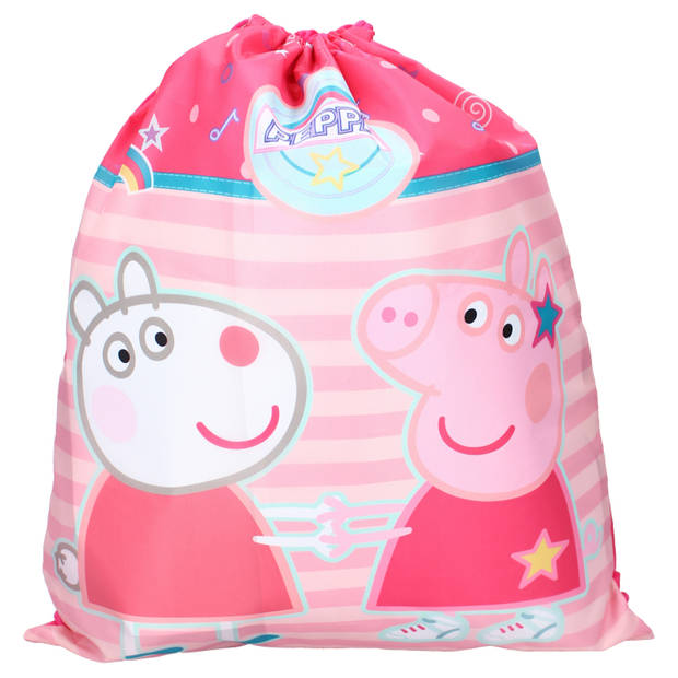 Peppa Pig gymtas/rugzak/rugtas voor kinderen - roze - polyester - 44 x 37 cm - Gymtasje - zwemtasje