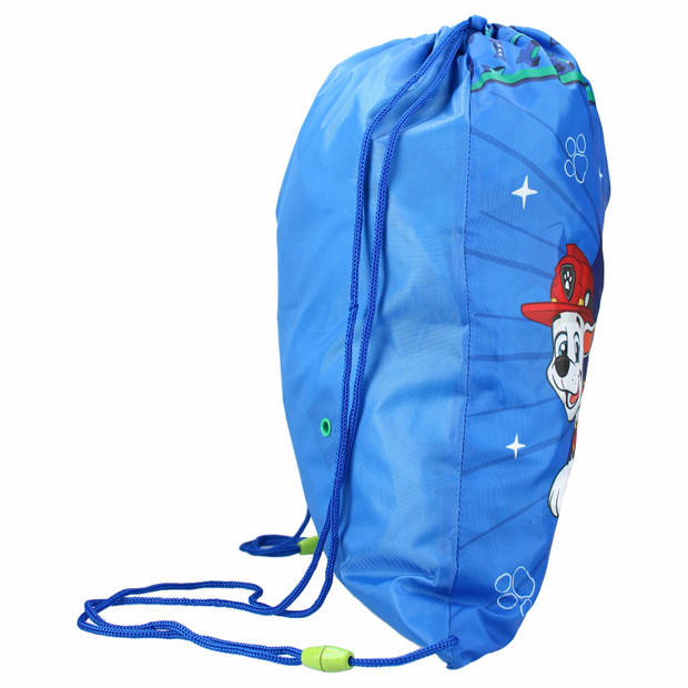 Paw Patrol Chase gymtas/rugzak/rugtas voor kinderen - blauw - polyester - 44 x 37 cm - Gymtasje - zwemtasje