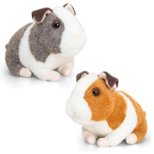 Keel Toys pluche cavia knuffels set in 2 kleuren met geluid 16 cm - Knuffel huisdieren