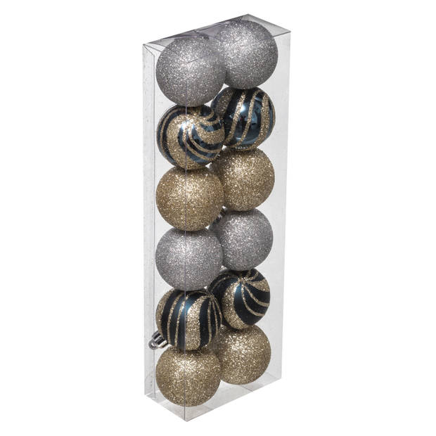 24x stuks kerstballen mix goud/zilver glans/mat/glitter kunststof 4 cm - Kerstbal
