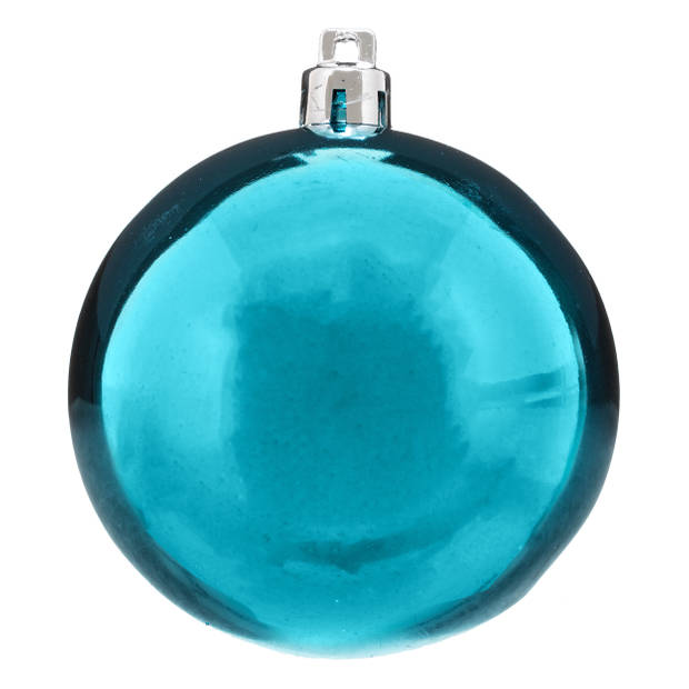 Atmosphera Kerstballen - 12x st - turquoise - 7 en 8 cm - kunststof - Kerstbal