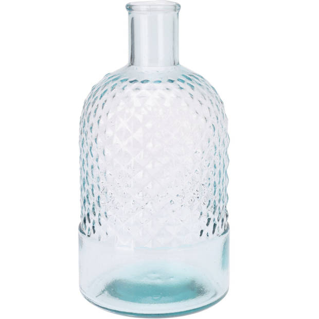 H&S Collection Fles Bloemenvaas Salerno - 2x - Gerecycled glas - transparant - D12 x H23 cm - Vazen