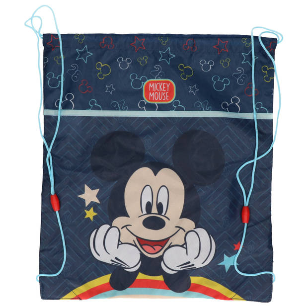 Disney Mickey Mouse gymtas/rugzak/rugtas voor kinderen - blauw - polyester - 44 x 37 cm - Gymtasje - zwemtasje