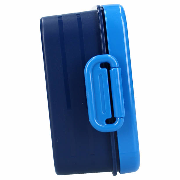 Pret Dino broodtrommel/lunchbox voor kinderen - blauw - kunststof - 16 x 13 cm - Lunchboxen