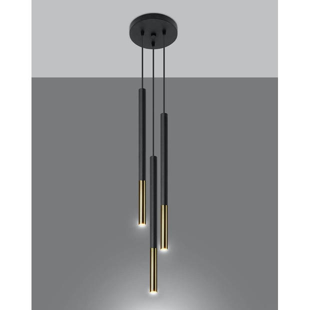 Sollux Hanglamp Mozaica 3 lichts Ø 20 cm goud zwart