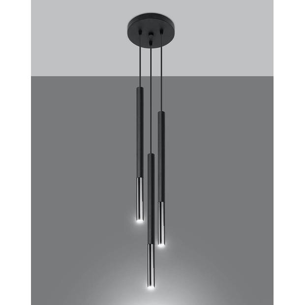 Sollux Hanglamp Mozaica 3 lichts Ø 20 cm chroom zwart