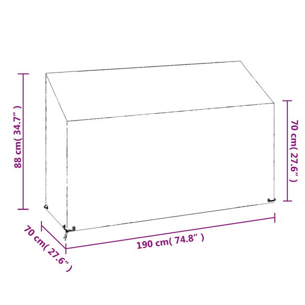 vidaXL Tuinbankhoezen 2 st 8 oogjes 190x70x70/88 cm polyetheen