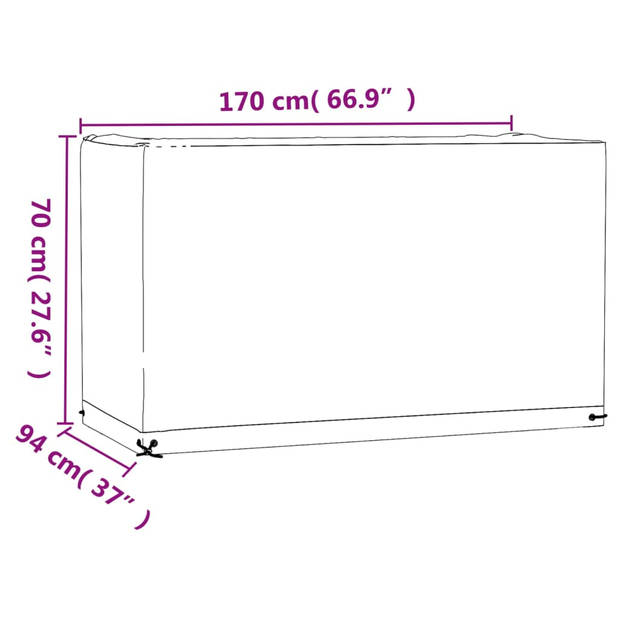 vidaXL Tuinmeubelhoezen 2 st 8 oogjes rechthoekig 170x94x70 cm