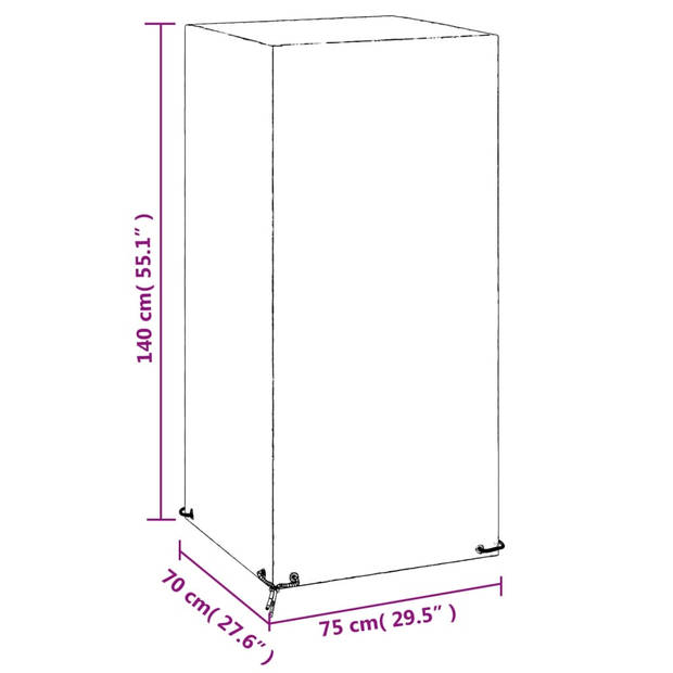 vidaXL Tuinstoelhoes met 8 oogjes 75x70x140 cm polyetheen