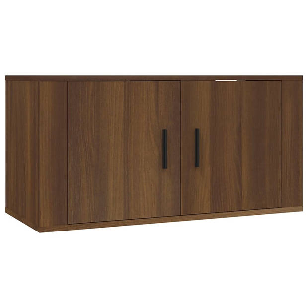 The Living Store TV-wandmeubel - Bruineiken - 80 x 34.5 x 40 cm - Bewerkt hout