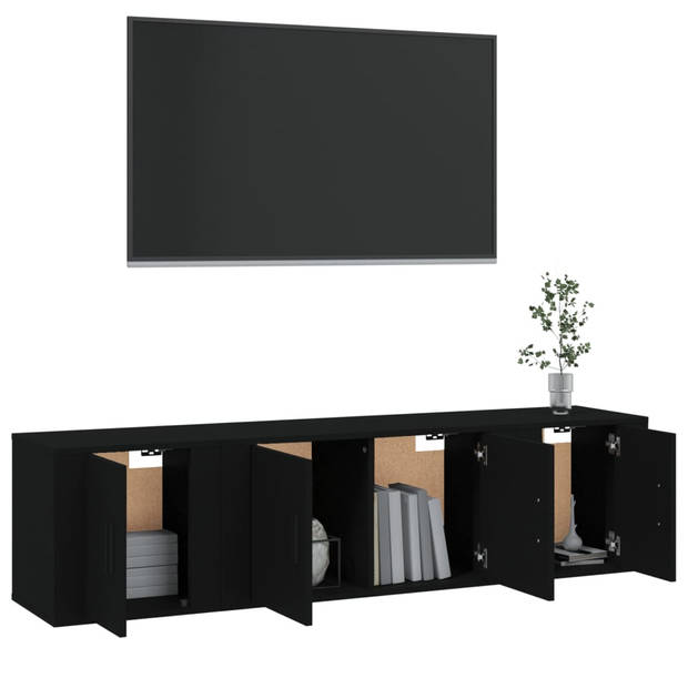 The Living Store Tv-meubelset Zwart - 80x34.5x40 cm - Klassieke ontwerp - Praktisch design