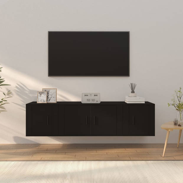 The Living Store Tv-meubelset Zwart - 80x34.5x40 cm - Klassieke ontwerp - Praktisch design