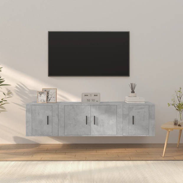 The Living Store Tv-meubelset Betongrijs - 80x34.5x40cm - 2x40x34.5x40cm