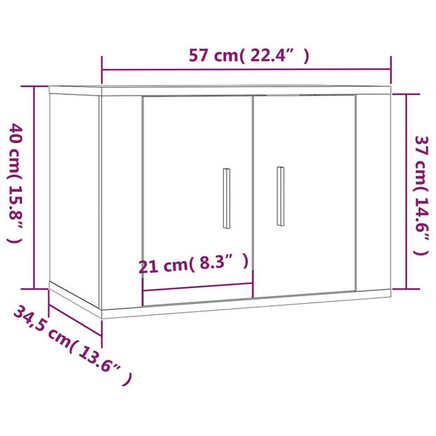 vidaXL Tv-wandmeubels 3 st 57x34,5x40 cm grijs sonoma eikenkleurig