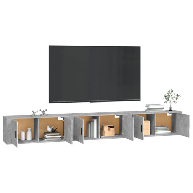 vidaXL Tv-wandmeubels 3 st 100x34,5x40 cm betongrijs