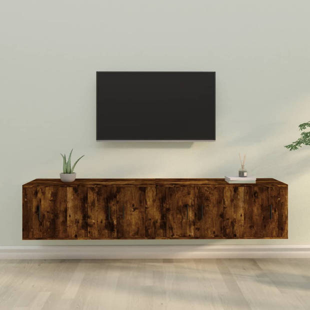 vidaXL 4-delige Tv-meubelset bewerkt hout gerookt eikenkleurig