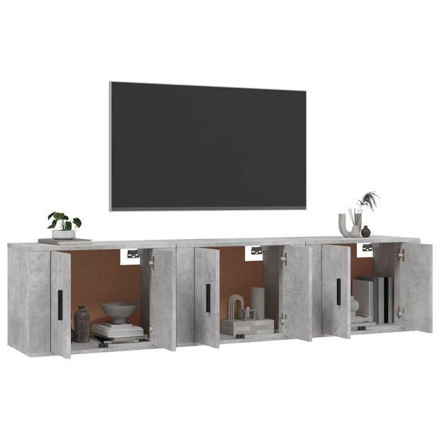 vidaXL Tv-wandmeubels 3 st 57x34,5x40 cm betongrijs