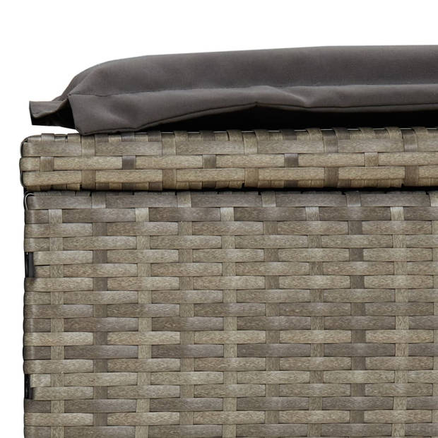 The Living Store Ligbed s - Ligbed met dak - Grijs - PE-rattan - 213 x 63 x 97 cm - Verstelbare zitting - Inklapbaar