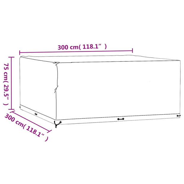 vidaXL Tuinmeubelhoezen 2 st 16 oogjes vierkant 300x300x75 cm