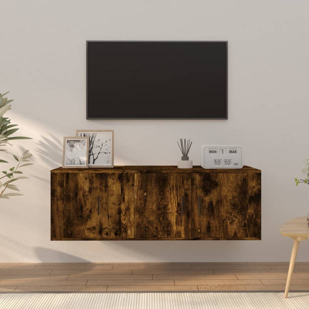 The Living Store Televisiekastenset - Gerookt Eiken - TV-meubel- 80 x 34.5 x 40 cm - TV-meubel- 40 x 34.5 x 40 cm