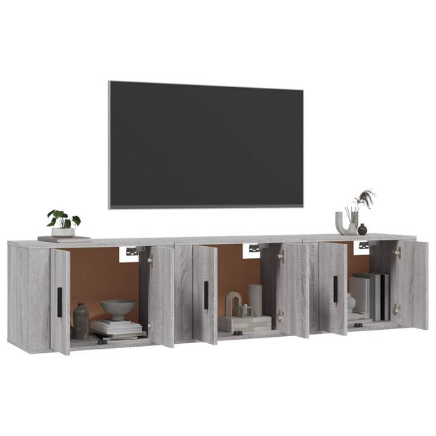 vidaXL Tv-wandmeubels 3 st 57x34,5x40 cm grijs sonoma eikenkleurig